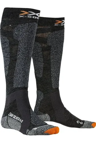 X-Socks Carve Silver 4.0 Socks, Anthracite Melange/B, 39/41 - Skisocken mit HeliXCoil System für optimale Muskelkontrolle, warm und trocken dank silberionenhaltiger Fasern, ideal für Schneesportler.
