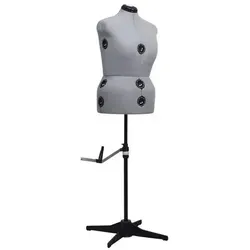 vidaXL Verstellbare Schneiderpuppe Weiblich Grau L 44-50 - Warenpräsentationen für Modedesigner und Schneider, höhenverstellbar und anpassbar an Büste, Taille und Hüfte für optimale Präsentation von Damenbekleidung.