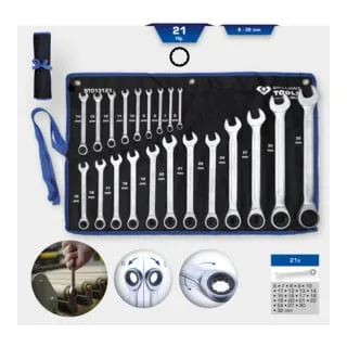 Brilliant-Tools Maulschlüssel BT013121 - 21-teiliges Maul-Ringratschenschlüssel Set - Schraubenschlüssel Set mit 21 Teilen, inklusive Ratschenfunktion und hoher Feinverzahnung für präzises Arbeiten in Handwerk und Industrie. Praktische Aufbewahrungstasche inklusive.