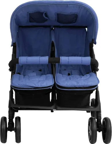 vidaXL Zwillingskinderwagen Marineblau aus Stahl von vidaXL