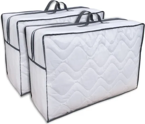 2x Aufbewahrungstasche für Bettdecken - Praktische Vlies-Taschen - Bettdecken Aufbewahrungstasche aus robustem Vliesmaterial, ideal für staubfreie Lagerung. Mit Sichtfenster und Henkel für einfachen Transport.