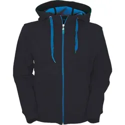 Herren Bonding Jacke JN355 - navy-blau/aqua-blau, Größe L - Funktionsjacke mit Kapuze und elastischen Bündchen, ideal für aktive Männer, die Komfort und Stil schätzen.