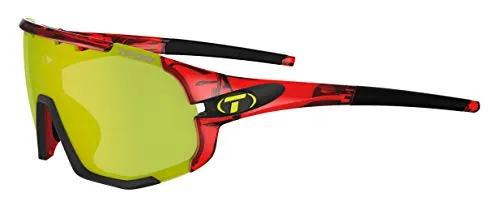 Tifosi Sledge Austauschbare Clarion Lens Sonnenbrille in Gelb, Kristallrot, L-XL, Kristallrot, Large/X-Large