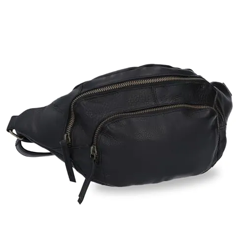 Gusti Gürteltasche Leder Sverre – Vintage Bauchtasche für Damen & Herren - Gürteltasche aus echtem Büffelleder im Retro-Look, ideal für Festivals und Reisen – mit 3 Fächern für Handy, Geldbörse und Schlüssel, flexibel tragbar als Crossbody oder Hüfttasche.