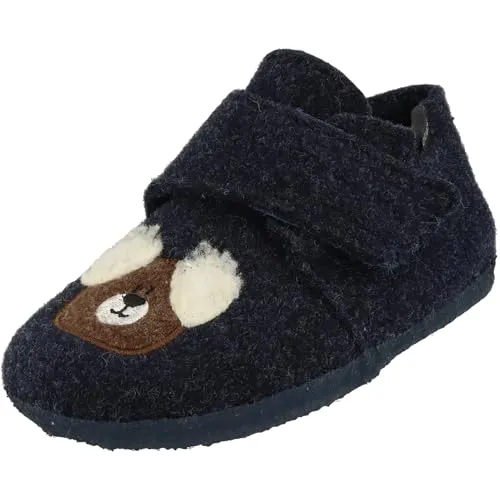 Supersoft Jungen Hausschuhe Pantoffeln weiche Puschen Klett 542-386 Bärmotiv (Navy, EU Schuhgrößensystem, Kleinkind, Numerisch, M, 26)