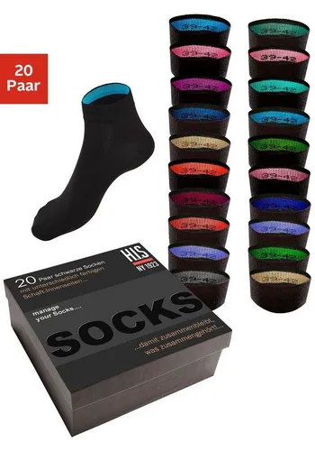 H.I.S Kurzsocken Herren Gr. 35-38, 20x schwarz von HIS