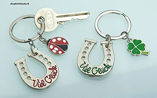 Schlüsselanhänger Hufeisen Viel Glück mit roter Schrift