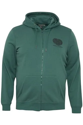 Blend BHB Herren Sweatjacke Kapuzensweatjacke mit Kapuze Logo-Details Kordelzug Reißverschluss Baumwollmischung Regular fit, Größe:5XL, Farbe:Bistro Green (195408)