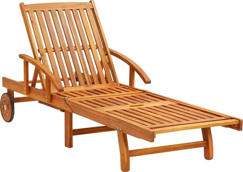 vidaXL Sonnenliege mit Auflage aus Akazie - Gartenliege aus robustem Akazienholz mit verstellbarer Rückenlehne und Fußstütze. Inklusive bequemer Auflage für entspanntes Sonnenbaden im Garten oder auf der Terrasse.