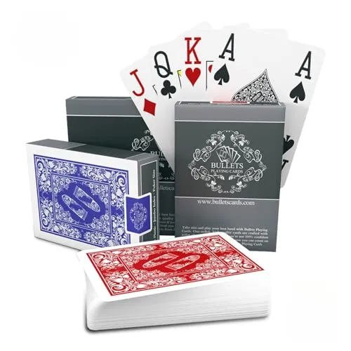 Bullets Playing Cards, 2X 54 Plastik Pokerkarten, Doppelpack, 4 Eckzeichen, Jumbo-Index, inklusive Cut-Card, Wasserfest, Spielkarten