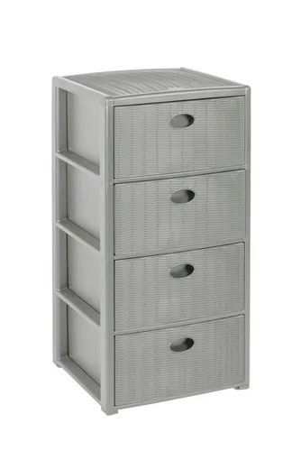 Kreher Rollcontainer mit 4 Schubladen im Rattan Design (Grau), (1 St)