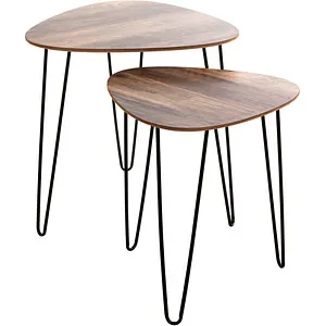 Haku-Möbel Beistelltisch 25856 Messina, 2er Set - Mehrzwecktische in eiche mit pflegeleichter Oberfläche und stabilen Stahlgestell. Ideal für moderne Wohnräume, perfekt als Beistelltisch oder für Konferenzen.