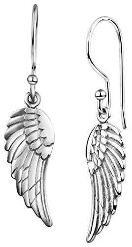 Nenalina Ohrringe Silber 925 mit Engel Flügel - Ohrringe für Damen, romantischer Ohrschmuck aus hochwertigem 925er Sterlingsilber, handgefertigt mit stilvollem Feder-Motiv, ideal als Geschenk für besondere Anlässe.