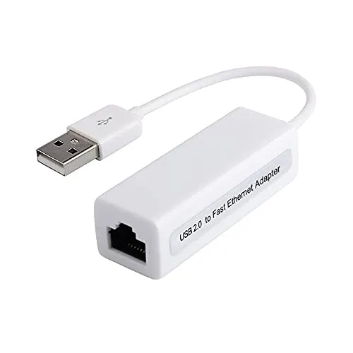 PremiumCord Adapter USB 2.0 auf LAN RJ45 Ethernet 10/100 Mbit, Weiße Farbe, kuethernet4