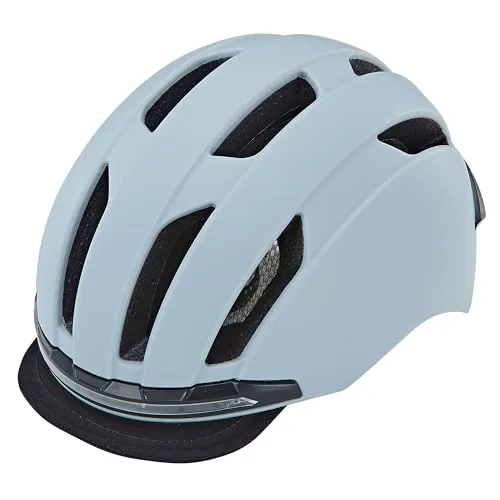 ECO URBAN Fahrradhelm grau 52/59 - Nachhaltiger Fahrradhelm für Jugendliche und Erwachsene, mit integriertem LED-Licht für 360° Sichtbarkeit und optimaler Passform durch stufenloses Kopfband-System.