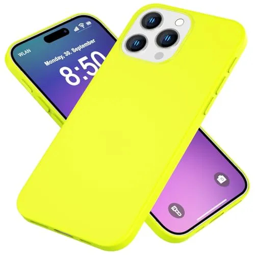 NALIA Neon Silikonhülle für iPhone 16 Pro Max - Soft-Touch & Signal-Neon - NEONSHOCK (Matte Schutzhülle) - Marke aus Berlin, Farbe:Gelb