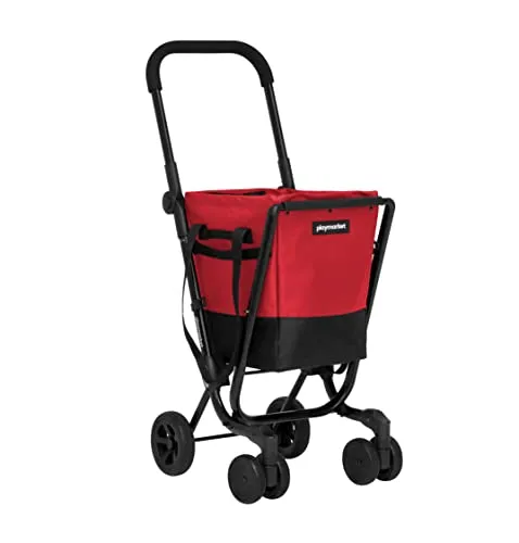 Playmarket Easy Go Einkaufstrolley, faltbar, mit Abnehmbarer Tasche (Cherry) ,40 L