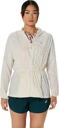 ASICS Road Packable Laufjacke Damen - Creme, Größe L - Trainingsbekleidung für wechselhaftes Wetter – ultraleichte, wasserabweisende Jacke, die sich kompakt verstauen lässt. Ideal für Läuferinnen, die auch bei Regen komfortabel trainieren möchten.