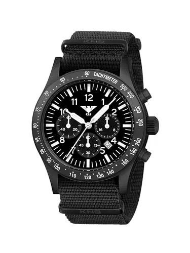 KHS Quarzuhr Platoon Solar Chronograph mit Natoband - Robuste Armbanduhr mit präzisem Solar-Quarzwerk, 4 Monate Gangreserve und wasserdicht bis 10 bar – ideal für Abenteuer und Outdoor-Aktivitäten.