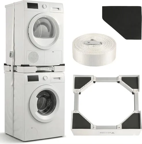 Universal Zwischenbaurahmen | Verbindungsrahmen mit Sicherheitsgurt & Anti-Rutsch-Funktion | AllSpares Stapelkit geeignet für Waschmaschine & Trockner AEG, Miele, Bosch uvm. | 40x42 bis 70x72 cm