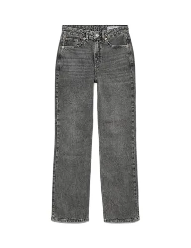 VERO MODA VMTESSA Hohe Taille Gerade geschnitten Jeans - Elegante Straight-Fit Jeans mit hoher Taille, ideal für einen modernen Look. Hergestellt aus 79% Baumwolle und 20% recycelter Baumwolle für Nachhaltigkeit.