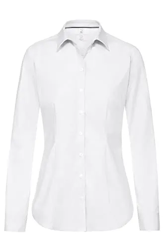 GREIFF Corporate Wear Premium Damen Bluse Langarm Weiß Größe 42 - Hochwertige Damenbluse im Regular Fit, pflegeleicht und mit OEKO TEX Zertifizierung für angenehmen Tragekomfort. Ideal für den professionellen Einsatz.