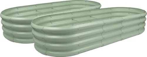 Abgerundete Hochbeete aus verzinktem Stahl – 180 cm x 90 cm – Grün – 2er-Pack