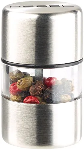 PEARL Mini Gewürzmühle: Mini-Salz-/Pfeffermühle, Edelstahl, Keramikmahlwerk, Ø 3 cm (Salzstreuer Edelstahl, Gewürzmühle klein, Küchenhelfer)