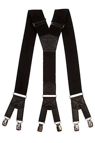 Olata extra breite Herren Hosenträger/Heavy Duty Y-Hosenträger mit 6 Clips – 5 cm. Dunkel Graphite