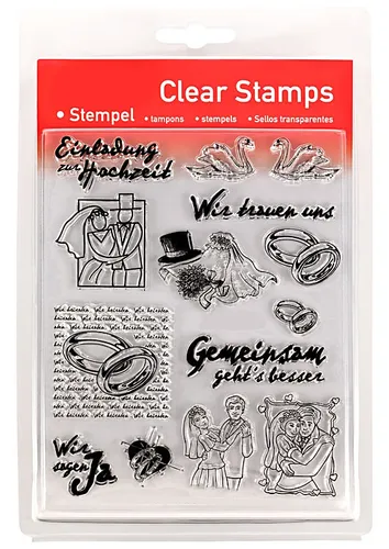 Clear Stamp Set - Hochzeit - 13-teilig ~14x18cm - Stempel Transparent 46810