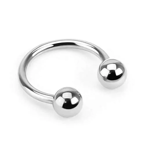 viva-adorno® Hufeisen Piercing Edelstahl Lippenpiercing Augenbrauenpiercing Z416h, Silber, 1,2 x 12 x 4mm