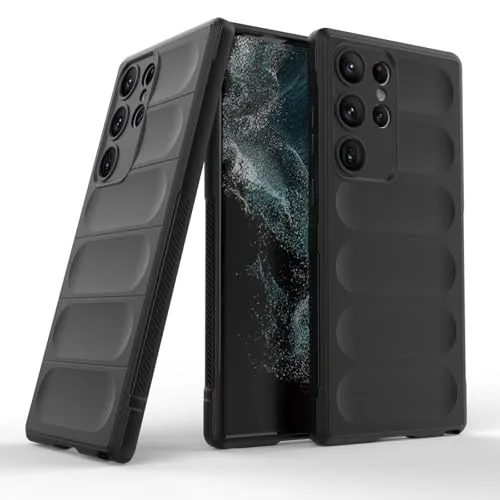 Handyhülle kompatibel mit Samsung Galaxy S23 Ultra | TPU Silikon Bumper Case | Outdoor Schutzhülle mit Stoßschutz | Schwarz