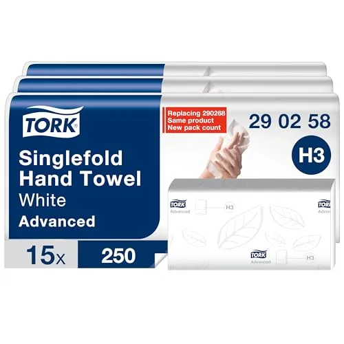 Tork weiche Zickzack Papierhandtücher H3 - 2-lagig, saugfähig und reißfest, ideal für hohe Hygieneansprüche in Waschräumen