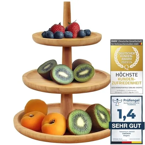 Dimono® Bambus-Etagere Premium Servier-Ständer in braun von Dimono