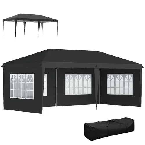 Outsunny Faltpavillon 3x6m mit UV-Schutz in schwarz von Outsunny