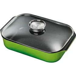 KING® Aluguss Bräter mit Glasdeckel und Aromaknopf 40 cm GRÜN