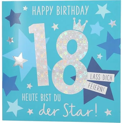 Depesche 11515-031 Zahlenkarte zum 18. Geburtstag mit Musik, veredelte Klappkarte mit originellem Innentext, inkl. Umschlag, Format 15,5 x 15,5 cm