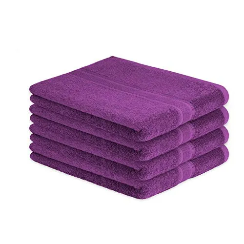 EXKLUSIV HEIMTEXTIL Handtuch Spar Set Baumwolle 500 g/m² Lila 4 x Handtuch 50 x 100 cm