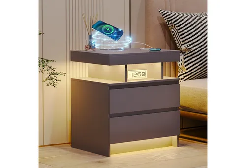 LVSOMT LED Nachttisch mit Ladestation und 3 Lichtfarben von LVSOMT