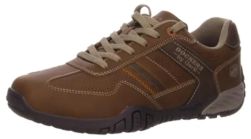 Dockers by Gerli Herren Sneaker Cognac EU 43 - Herren-Sneaker mit patentierter Gelsohle für optimale Fersenentlastung und Wechselfußbett für individuellen Komfort.