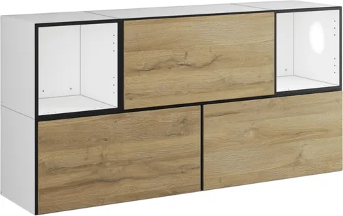 Sideboard VARIANTO 2 Schrank Set 5 tlg., 152 cm, weiß matt / Evoke Eiche