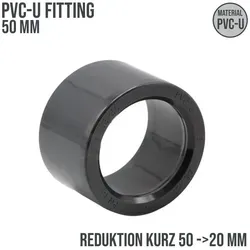 mm PVC Klebe Fitting Reduktion Reduzierer kurz Muffe Verbinder - PN 16 b... 50 x 20