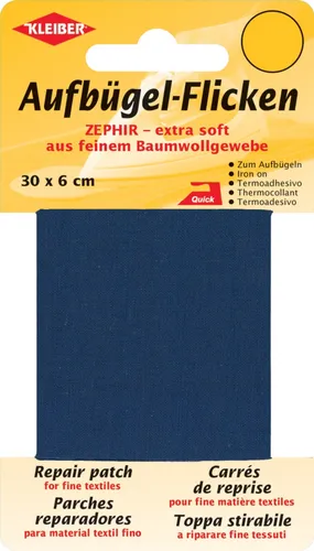 KLEIBER Zephir-Aufbügel-Flicken, 300 x 60 mm, dunkelblau