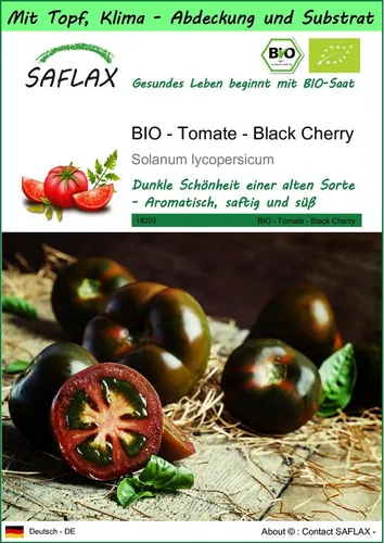 SAFLAX Gemüsesamen SAFLAX - Garden to go - BIO - Tomate - Black Cherry
