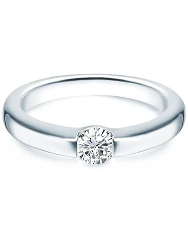 Trilani Damen Verlobungsring aus 925/- Sterling Silber - Eleganter Solitärring mit funkelndem Zirkonia im Brilliantschliff, ideal für den Antrag und als Vorsteckring nach der Hochzeit. Hergestellt aus anlaufgeschütztem Sterlingsilber.