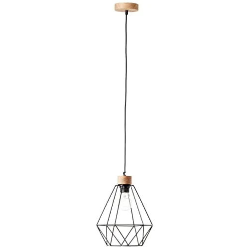Brilliant 99530/76 Drewno Pendel Hänge Deckenleuchte 25cm schwarz Holz - Lampen - Stilvolle Pendelleuchte mit einem Durchmesser von 25 cm, aus Holz und Metall, ideal für moderne Innenräume und Smart Home kompatibel.