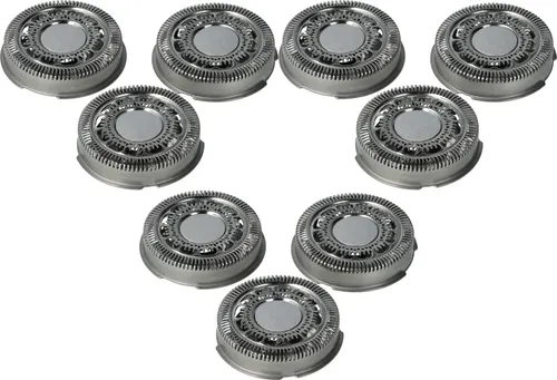 vhbw 9x Ersatz-Scherköpfe kompatibel mit Philips S7510, S7520, S7530, S7550, S7570, S7710, S7720, S7000, S7310, S7320, S7370 Elektrorasierer, Silber