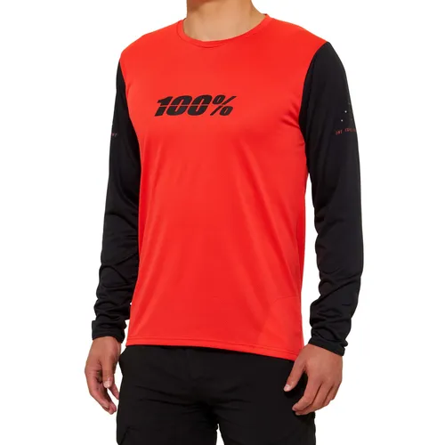 100% Ridecamp Langarm-Jersey 2022 Rot / Schwarz L - Unisex Fahrradtrikot in Rot / Schwarz, leicht und atmungsaktiv, ideal für sportliche Aktivitäten. Perfekt für jede Radtour!