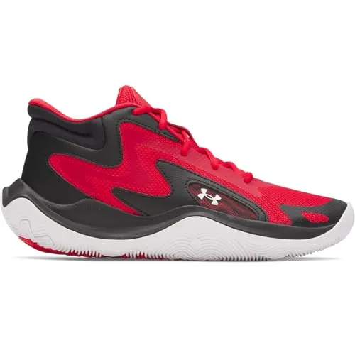 Under Armour Unisex JET 25 Basketballschuh für Kinder - Bequemer, gut gepolsterter Turnschuh in Rot/Schwarz/Weiß, ideal für Mädchen und Jungs. Leicht und atmungsaktiv für optimalen Tragekomfort beim Sport.