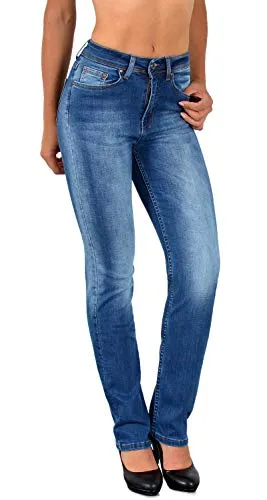 ESRA Damen Straight Fit Jeans - Hochwertige Jeanshose mit geradem Schnitt bis Übergröße G700 - Die ESRA Damen Straight Fit Jeans bietet perfekten Tragekomfort dank 95% Baumwolle und 5% Elasthan. Hochwertige Verarbeitung und vielseitig kombinierbar – ideal für jeden Anlass!